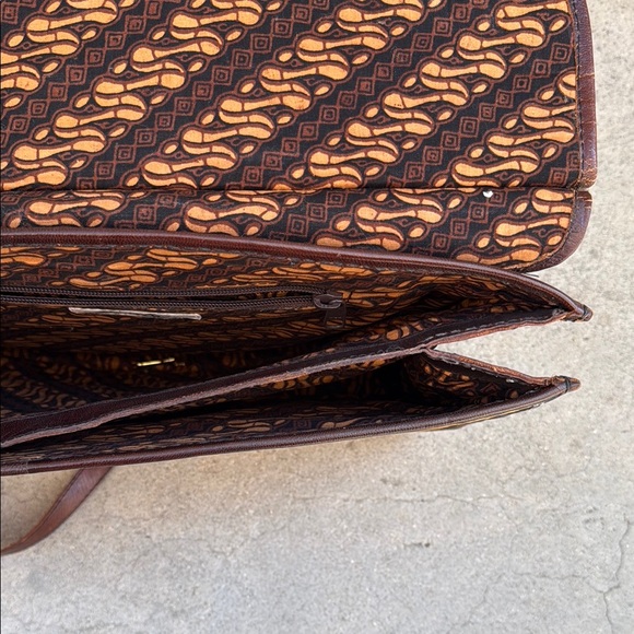 Vintage Brown Leather + Rattan Briefcase - Picture 7 of 12